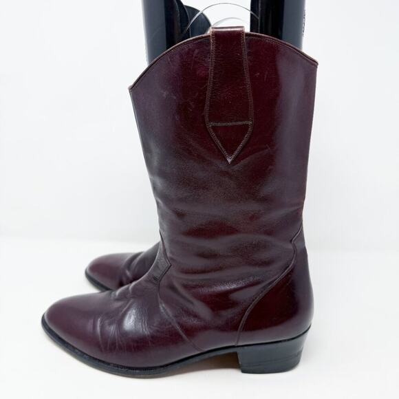 Vintage Avventura Mahogany Brown Leather Mid-Calf Boots Men's Size 9.5 Pull On - Picture 3 of 10